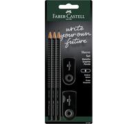 FABER-CASTELL - Set da scrittura Sleeve Nero, 5 pezzi | Con 3 matite B, gomma e temperamatite per la scuola, l’ufficio o la casa