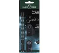 FABER-CASTELL - Set da scrittura Sparkle Midnight Ocean, 4 pezzi | Con 2 matite, gomma e temperino nell’elegante design Sparkle