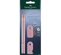 Faber-Castell - Set da scrittura Sparkle Rose Shadows, 4 pezzi | Con 2 matite, gomma e temperino per la scuola e gli esami