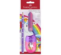 FABER-CASTELL - Set da scrittura Unicorno con matita, temperino e gomma | Set scolastico per bambini con matita jumbo, temperino e gomma