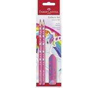 FABER-CASTELL - Set da scrittura Unicorno con matite e gomma | Set scolastico per bambini con 2 matite HB e gomma