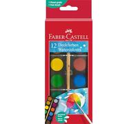 FABER-CASTELL - Set di acquerelli, 12 colori con pennello | Acquerelli coprenti per la scuola e il tempo libero, pennello incluso