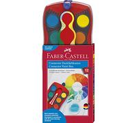 Faber-Castell 125030 - Scatola di vernice CONNECTOR con 12 colori, incluso bianco opaco, scomparto per pennello e campo per il nome, rosso, 1 pz.