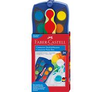FABER-CASTELL - Set di acquerelli Connector da 24 colori, blu | Include bianco coprente, portapennelli e spazio per il nome; i colori sono incastrabili tra loro