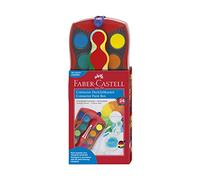 FABER-CASTELL - Set di acquerelli Connector da 24 colori, rosso | Include bianco coprente, portapennelli e spazio per il nome; i colori sono incastrabili tra loro
