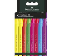 Faber-Castell 157778 - Set di evidenziatori, 8 pennarelli con pennino sottile, Textliner 38, colori brillanti