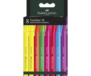 FABER-CASTELL - Set di evidenziatori Textliner 38, 8 colori | Pennarelli con corpo sottile e colori vivaci per segni precisi