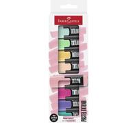 FABER-CASTELL - Set di evidenziatori TXTLNR, 8 evidenziatori pastello | Evidenziatori compatti con punta a cuneo e 8 delicati colori pastello, evidenziatori mini per bambini e adulti