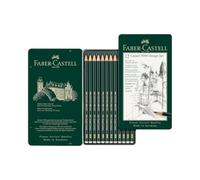FABER-CASTELL - Set di matite Castell 9000, 12 pezzi, astuccio in metallo | Matite da artista con durezze da 5B a 5H per scrivere, fare schizzi e disegnare