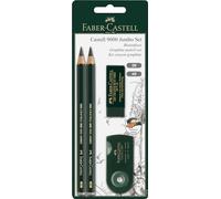FABER-CASTELL - Set di matite Castell 9000 Jumbo con accessori, 4 pezzi | Con 2 matite jumbo, gomma e temperino per scrivere, fare schizzi e disegnare