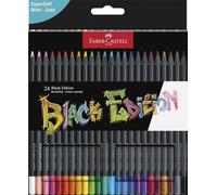 FABER-CASTELL - Set di matite colorate Black Edition da 24 pezzi | Matite colorate brillanti per carta chiara e scura con stesura morbida del colore, resistenti alla rottura ed ergonomiche