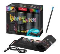 FABER-CASTELL 116418 - Set di matite colorate con rotolo, 72 matite colorate Black Edition, inclusi colori metallizzati e neon