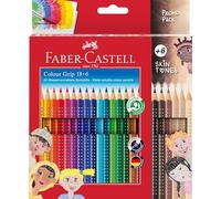FABER-CASTELL 112819 - Set di matite colorate Colour Grip, 24 pezzi, con 6 matite colorate color pelle