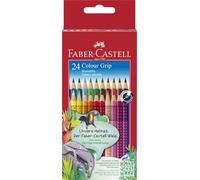 FABER-CASTELL - Set di matite colorate Colour Grip, 24 pezzi | Matite colorate lavabili con acqua per bambini e adulti, con colori vivaci e forma triangolare ergonomica