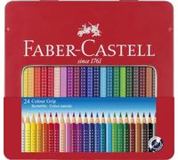 Colour Grip Astuccio in Metallo acquerellabili Faber Castell scatola 24 matite