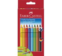FABER-CASTELL - Set di matite colorate Jumbo Grip, 10 pezzi | Set da disegno con 8 matite colorate, 1 matita e 1 pennarello per scrivere il nome, per la scuola e l’asilo