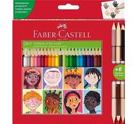 FABER-CASTELL - Set di matite colorate triangolari, 27 pezzi | 24 matite colorate e 3 matite bicolore per la pelle, ideali per la scuola e i progetti creativi