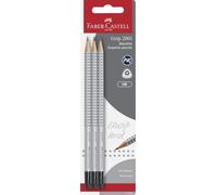 FABER-CASTELL - Set di matite Grip 2001 HB con punta cancellabile, 3 pezzi | Matite in legno HB resistenti alla rottura con gomma integrata, set da scrittura per bambini e adulti