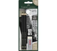 Faber-Castell 115296 - Bleistifte Set Pitt Graphite Matt, 5-teilig, inkl. Spitzer und Radiergummi