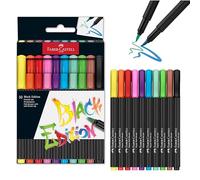 FABER-CASTELL - Set di pennarelli a pennello Black Edition con 10 colori | Pennarelli per adulti per colorare e scrivere, pennarelli a inchiostro lavabile