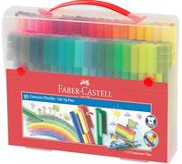 Faber-Castell - Set di pennarelli Connector in valigetta, 91 pezzi | 80 pennarelli e 12 clip, pennarelli lavabili da unire tra loro per una creatività senza limiti