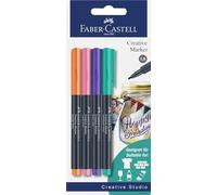 FABER-CASTELL - Set di pennarelli Creative, 4 pennarelli indelebili | Pennarelli creativi permanenti per carta, vetro, plastica e molte altre superfici