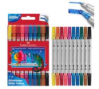 Faber-Castell 151107 - Set di pennarelli glitterati, 10 pennarelli a doppia punta per bambini e adulti