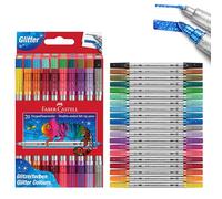 Faber-Castell 151108 - Set di pennarelli glitterati, 20 pennarelli a doppia punta per bambini e adulti