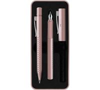 Faber-Castell Set regalo Grip 2011 – stilografica M e sfera XB – rosa pale, custodia metallo