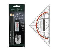 FABER-CASTELL - Set per esami con goniometro, matite e accessori | Set scolastico con goniometro, matite HB, gomma e temperino