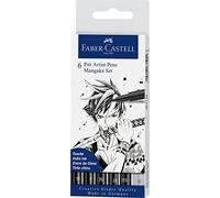 Faber-Castell Pennarelli Pitt Artist Pen Manga – Nero, inchiostro pigmentato, 6 pezzi
