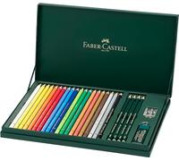 FABER-CASTELL - Set regalo Mixed Media da 26 pezzi Polychromo | 20 matite colorate Polychromo, 4 matite, 1 temperamatite e 1 gomma per disegni, illustrazioni e progetti creativi