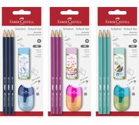 Faber-Castell - Set scolastico da 5 pezzi con matite, temperino e gomma | Pratico set da scrittura per la scuola e la vita quotidiana con 3 matite HB, nessuna scelta di colore disponibile