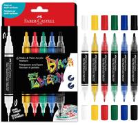 FABER-CASTELL 285507 - Pennarello acrilico Shake&Paint Black Edition, 6 penne acriliche, pennarello con 2 punte rotonde (3 mm e 1 mm)