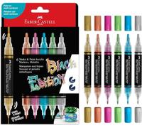 FABER-CASTELL 285517 - Pennarello acrilico Shake&Paint Black Edition, 6 penne acriliche, Pennarello con 2 punte tonde (3 mm e 1 mm)
