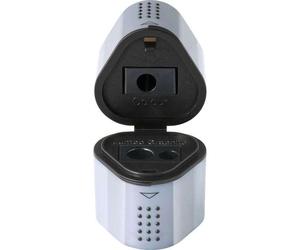 Faber-Castell Trio Grip 2001 Temperamatite 3 in 1 - Per dimensioni Standard e Jumbo - 2 Depositi Individuali - Colore Argento NEW