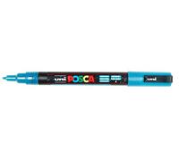 Faber-Castell uni-ball 186586 - Marcatore POSCA con punta tonda fine, azzurro glitterato