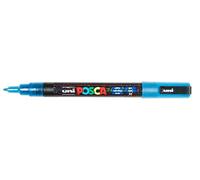 Faber-Castell uni-ball 186588 - Marcatore POSCA con punta tonda fine, blu scuro glitterato