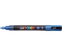 Faber-Castell uni-ball 186588 - Marcatore POSCA con punta tonda fine, blu scuro glitterato