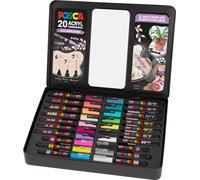 Faber-Castell uni-ball 186829 - Set di pennarelli POSCA, confezione da 20, incluse istruzioni per 3 progetti fai da te