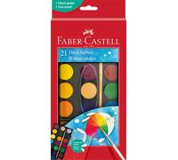 Faber-Castell Scatola colori ad acquerello 125027 – 21 colori, pennelli inclusi