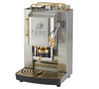 FABER COFFEE MACHINES | Deluxe 3.0 | Macchina Caffè ESE 44mm con Elettrovalvola, Portacialda Estraibile, Tanica Vetro 1L e Pressacialde in ottone regolabile (Inox Matt, OTTONE)