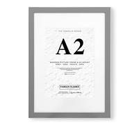 Fabian Clarke London A2 Grey Picture Frame with White A3 Mount, Fits Poster, Photo, Print, or Certificate with Safety Glass Hang on Wall in Portrait or Landscape