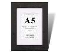 Fabian Clarke London® Cornice portafoto in legno A5 moderna nera con supporto A6 bianco include vetro di sicurezza frontale da appendere verticale o paesaggio