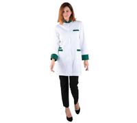 Fabiola Amor, Vestaglia bianca Laboratorio Donna, Camice Medico, Vestaglia Sanitaria Collo Mao, Uniforme e Abbigliamento da Lavoro Professionale, Made in Spagna, Verde, S