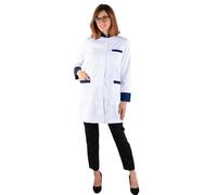 Fabiola Amor, Vestaglia bianca Laboratorio Donna, Camice Medico, Vestaglia Sanitaria Collo Mao, Uniforme e Abbigliamento da Lavoro Professionale, Made in Spagna, Blu navy, M