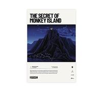 FABIVA Poster su tela, con scritta "The Secret of Monkey Island" (1990) per videogiochi, decorazione per camera da letto, per sport, paesaggi e ufficio, idea regalo senza cornice, 60 x 90 cm