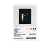 FABIVA Poster su tela con stampa di Metro Boomin, motivo: eroi e cattivi, decorazione per camera da letto, soggiorno, ufficio, regalo, senza cornice, 30 x 45 cm