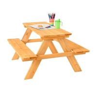 FableKids ARNE per 4 seggiolini da picnic per bambini, in legno massello per bambini, 2-7 anni, legno naturale, durevole, sicuro, sostenibile, 89 × 79 × 50 cm