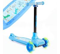 FableKids Monopattino per bambini, colore blu, regolabile in altezza, pieghevole, ruote a LED, freno a pedale, per bambini dai 3 anni in su, fino a 50 kg
